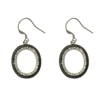 Black and White Pave CZ Oval Earrings